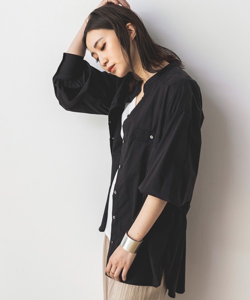 khakito(カーキト)の「袖ボリューム ワークシャツ(シャツ/ブラウス・レディース・ブラック/アイボリー・MEDIUM)」の4枚目の写真
