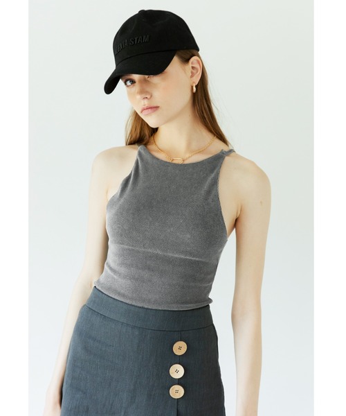 ALEXIA STAM（アリシアスタン）の「Pigment Dyed Padded Tank Top/ピグメントダイパデッドタンクトップ（Tシャツ/カットソー・レディース・モカ/チャコールグレー/カーキ・FREE）」の2枚目の写真