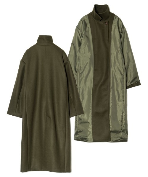 Re:EDIT（リエディ）の「[低身長サイズ有]3WAYフェイクウールロングステンカラーコート（ステンカラーコート・レディース・ピンク/ブラック/イエロー/ベージュ/カーキ・MEDIUM/SHORT/LARGE）」の9枚目の写真