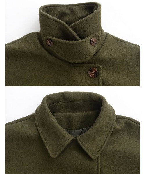 Re:EDIT（リエディ）の「[低身長サイズ有]3WAYフェイクウールロングステンカラーコート（ステンカラーコート・レディース・ピンク/ブラック/イエロー/ベージュ/カーキ・MEDIUM/SHORT/LARGE）」の10枚目の写真