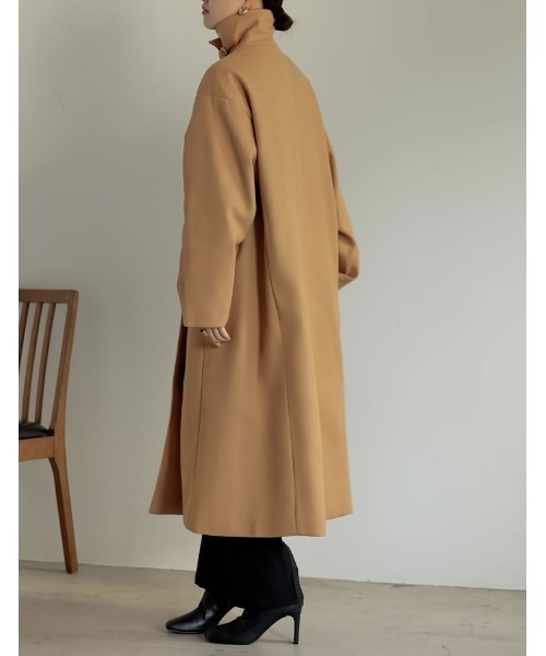 Re:EDIT（リエディ）の「[低身長サイズ有]3WAYフェイクウールロングステンカラーコート（ステンカラーコート・レディース・ピンク/ブラック/イエロー/ベージュ/カーキ・MEDIUM/SHORT/LARGE）」の22枚目の写真