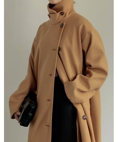 Re:EDIT（リエディ）の「[低身長サイズ有]3WAYフェイクウールロングステンカラーコート（ステンカラーコート・レディース・ピンク/ブラック/イエロー/ベージュ/カーキ・MEDIUM/SHORT/LARGE）」の20枚目の写真