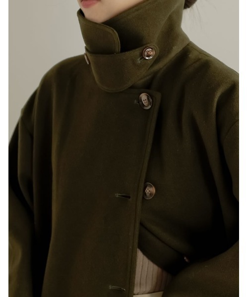 Re:EDIT（リエディ）の「[低身長サイズ有]3WAYフェイクウールロングステンカラーコート（ステンカラーコート・レディース・ピンク/ブラック/イエロー/ベージュ/カーキ・MEDIUM/SHORT/LARGE）」の17枚目の写真