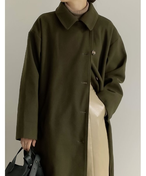 Re:EDIT（リエディ）の「[低身長サイズ有]3WAYフェイクウールロングステンカラーコート（ステンカラーコート・レディース・ピンク/ブラック/イエロー/ベージュ/カーキ・MEDIUM/SHORT/LARGE）」の18枚目の写真