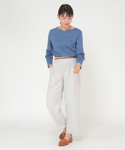 IKKA LOUNGE(イッカラウンジ)の「前身Wハートネック長袖T(Tシャツ/カットソー・レディース・オフホワイト/ライトグレー/ブラック/ブルー・M/L)」の16枚目の写真