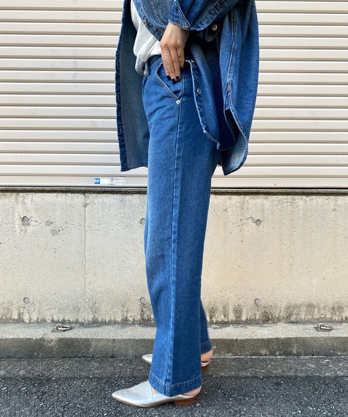 DouDou（ドゥドゥ）の「バギーデニム（デニムパンツ・レディース・ブラック/ブルー・36/38）」の7枚目の写真