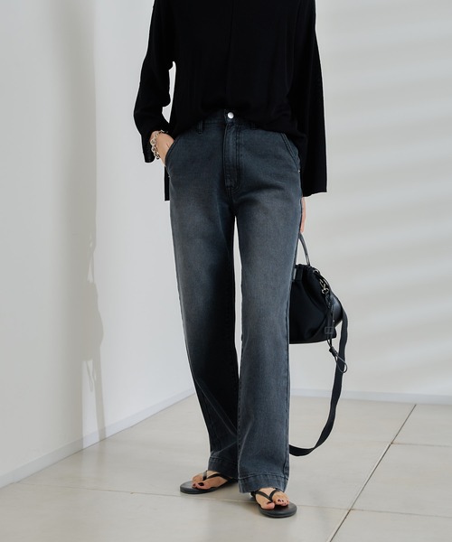 DouDou（ドゥドゥ）の「バギーデニム（デニムパンツ・レディース・ブラック/ブルー・36/38）」の19枚目の写真