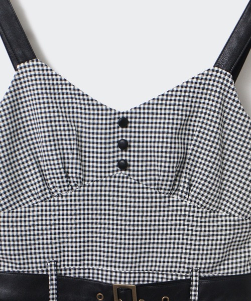 NOMAE（ノーマエ）の「【NOMAE】レザー配色チェックサロペット（サロペット/オーバーオール・レディース・ブラウン/ブラック系その他/ブラック・FREE）」の4枚目の写真