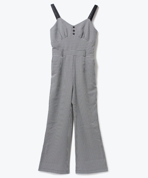 NOMAE（ノーマエ）の「【NOMAE】レザー配色チェックサロペット（サロペット/オーバーオール・レディース・ブラウン/ブラック系その他/ブラック・FREE）」の5枚目の写真