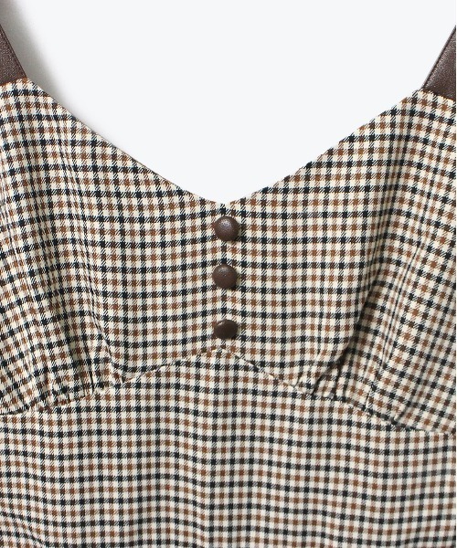 NOMAE（ノーマエ）の「【NOMAE】レザー配色チェックサロペット（サロペット/オーバーオール・レディース・ブラウン/ブラック系その他/ブラック・FREE）」の9枚目の写真