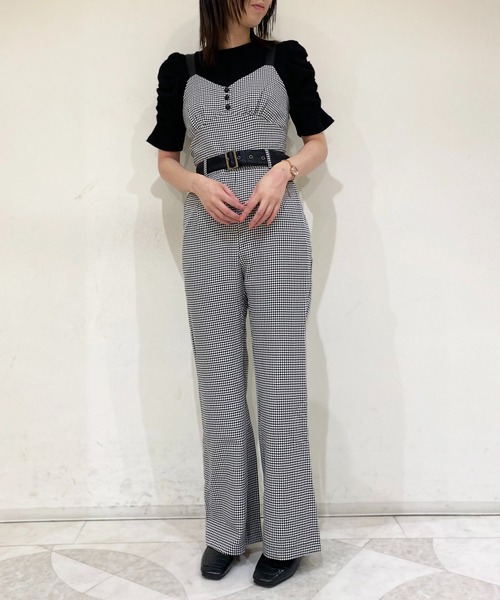 NOMAE（ノーマエ）の「【NOMAE】レザー配色チェックサロペット（サロペット/オーバーオール・レディース・ブラウン/ブラック系その他/ブラック・FREE）」の13枚目の写真