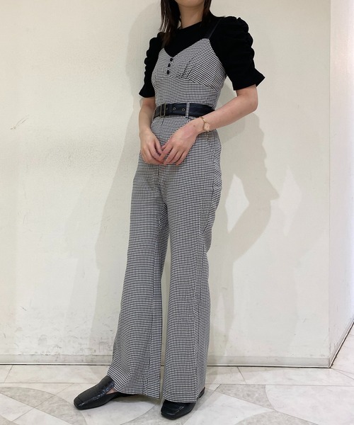 NOMAE（ノーマエ）の「【NOMAE】レザー配色チェックサロペット（サロペット/オーバーオール・レディース・ブラウン/ブラック系その他/ブラック・FREE）」の17枚目の写真