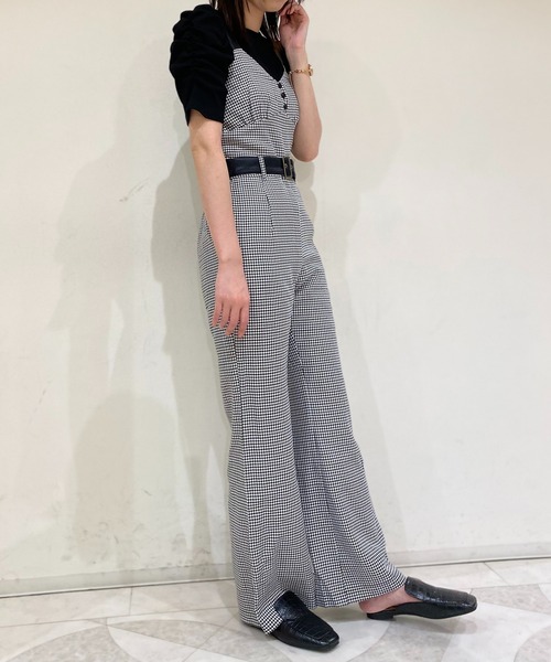 NOMAE（ノーマエ）の「【NOMAE】レザー配色チェックサロペット（サロペット/オーバーオール・レディース・ブラウン/ブラック系その他/ブラック・FREE）」の10枚目の写真