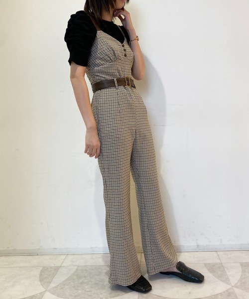 NOMAE（ノーマエ）の「【NOMAE】レザー配色チェックサロペット（サロペット/オーバーオール・レディース・ブラウン/ブラック系その他/ブラック・FREE）」の21枚目の写真