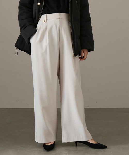 La TOTALITE（ラトータリテ）の「ツイルストレッチ ワイドパンツ【手洗い可能】◆（その他パンツ・レディース・ブラック/カーキ/ベージュ系その他・38/36）」の3枚目の写真