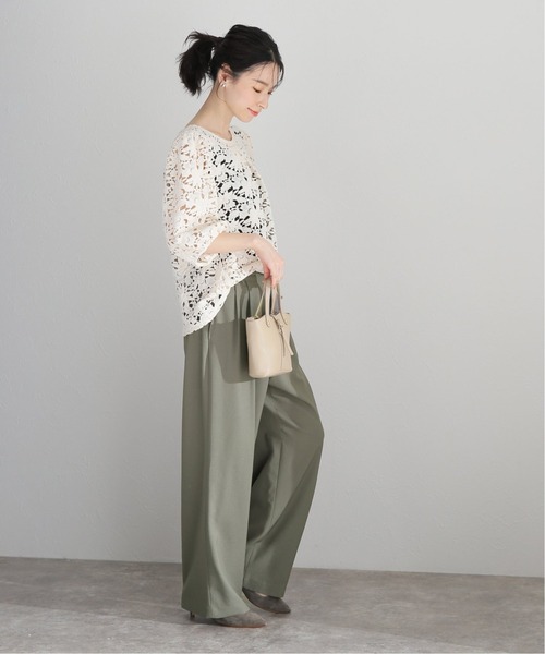 La TOTALITE（ラトータリテ）の「ツイルストレッチ ワイドパンツ【手洗い可能】◆（その他パンツ・レディース・ブラック/カーキ/ベージュ系その他・38/36）」の4枚目の写真