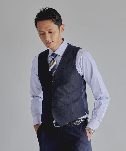 green label relaxing(グリーンレーベルリラクシング)の「Cナローストライプ スリム ショートワイドカラー ドレスシャツ -イージーアイロン-(ビジネスシャツ・メンズ・ロイヤルブルー/ライトブルー・37cm/38cm/40cm/39cm/43cm/41cm/42cm)」の4枚目の写真