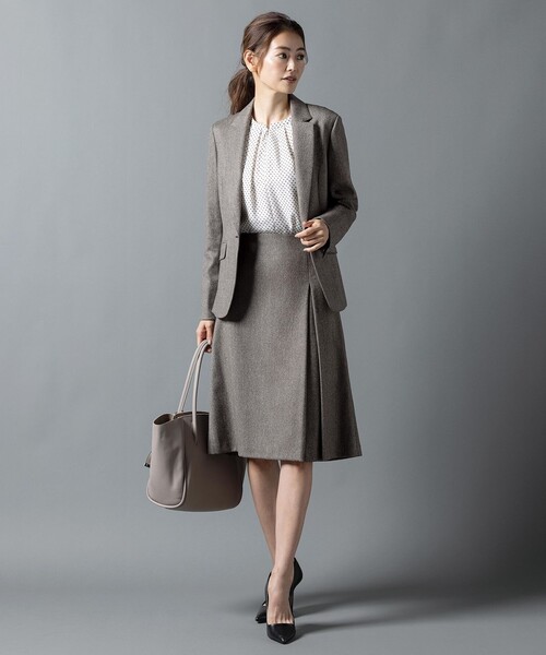 J.PRESS Ladies(J.プレス レディス)の「【セットアップ対応】ウールストレッチツイード スカート(スカート・レディース・グレー系/ダークブラウン系・XS/XXS)」の4枚目の写真