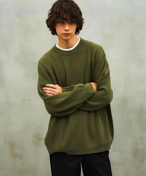 TETE HOMME(テットオム)の「【Revo.】ハニカムワッフル コットンニットロングスリーブTee(ニット/セーター・メンズ・ブラック/グレー/カーキ/ナチュラル・MEDIUM/LARGE)」の11枚目の写真