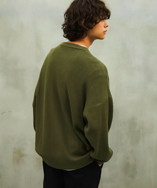 TETE HOMME(テットオム)の「【Revo.】ハニカムワッフル コットンニットロングスリーブTee(ニット/セーター・メンズ・ブラック/グレー/カーキ/ナチュラル・MEDIUM/LARGE)」の9枚目の写真