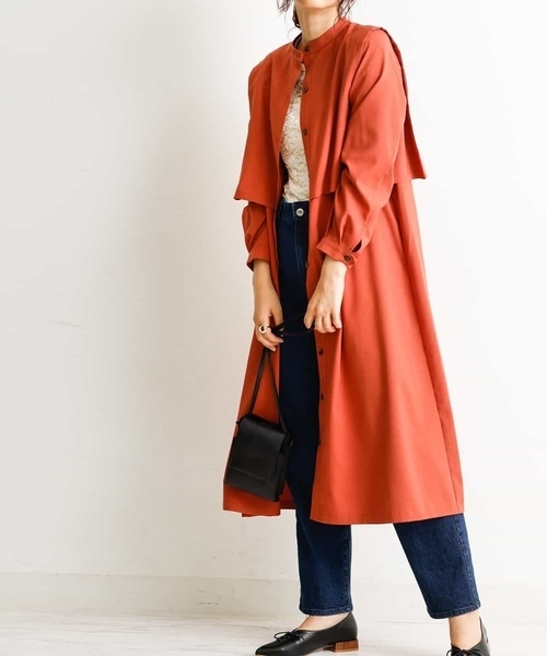 a.v.v(アーヴェヴェ)の「【a.v.v Charme】レイヤード風ロングワンピース(シャツワンピース・レディース・オレンジ/ベージュ・38/40/36)」の2枚目の写真