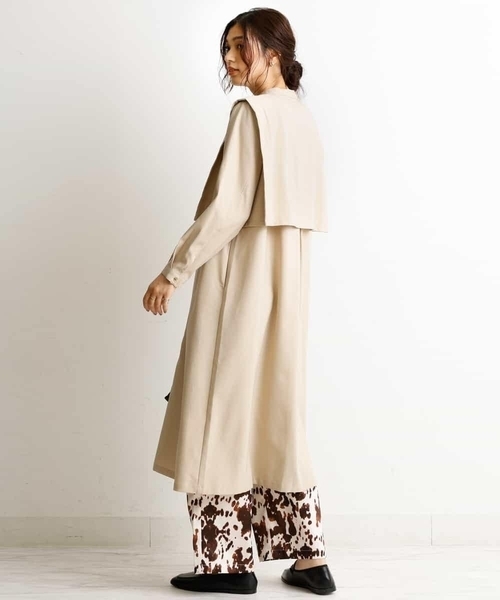 a.v.v(アーヴェヴェ)の「【a.v.v Charme】レイヤード風ロングワンピース(シャツワンピース・レディース・オレンジ/ベージュ・38/40/36)」の4枚目の写真