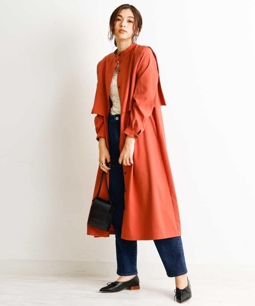 a.v.v(アーヴェヴェ)の「【a.v.v Charme】レイヤード風ロングワンピース(シャツワンピース・レディース・オレンジ/ベージュ・38/40/36)」の11枚目の写真