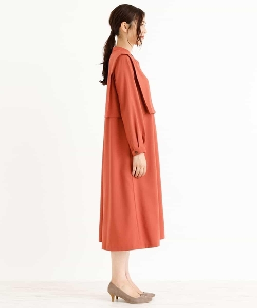 a.v.v(アーヴェヴェ)の「【a.v.v Charme】レイヤード風ロングワンピース(シャツワンピース・レディース・オレンジ/ベージュ・38/40/36)」の8枚目の写真