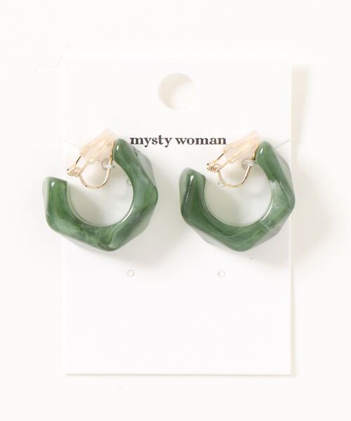 mysty woman（ミスティウーマン）の「アーチカラーイヤリング 238401（イヤリング・レディース・ブラウン/アイボリー/グリーン系その他・FREE）」の7枚目の写真