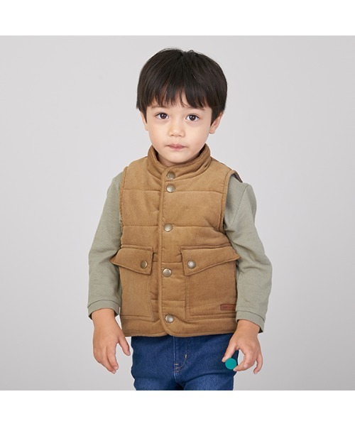 petit main(プティマイン)の「中綿ベスト(ベスト・キッズ・ブルー/ベージュ・S/M)」の1枚目の写真
