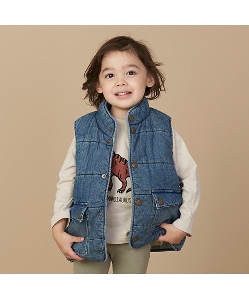 petit main(プティマイン)の「中綿ベスト(ベスト・キッズ・ブルー/ベージュ・S/M)」の2枚目の写真