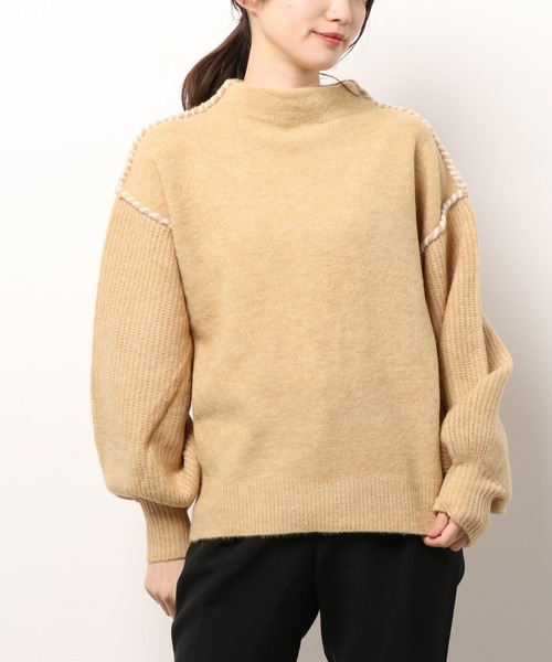 Chez toi(シェトワ)の「ステッチライン袖切替ボリュームプルオーバー(ニット/セーター・レディース・ブラック/ブラウン/ブルー/アイボリー/グレー/イエロー・FREE)」の6枚目の写真