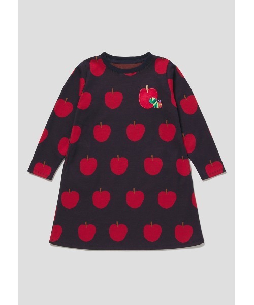 Design Tshirts Store graniph(デザイン ティーシャツ ストア グラニフ)の「アップル パターン(エリック カール)|コラボキッズジャカードワンピース(ワンピース・キッズ・ネイビー・110/130)」の8枚目の写真