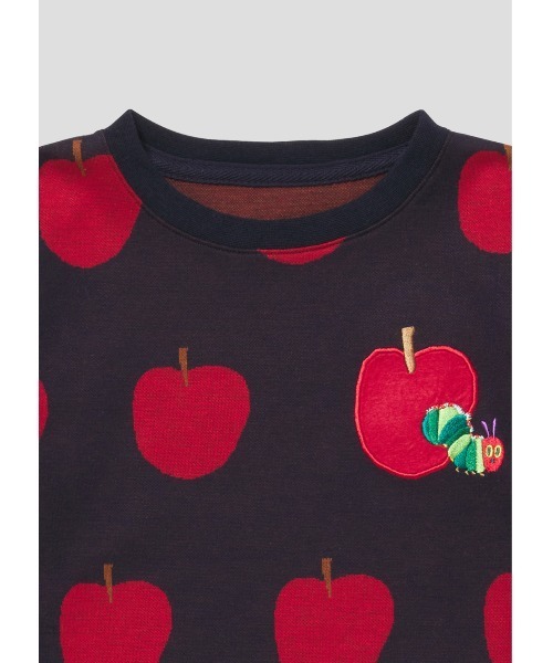 Design Tshirts Store graniph(デザイン ティーシャツ ストア グラニフ)の「アップル パターン(エリック カール)|コラボキッズジャカードワンピース(ワンピース・キッズ・ネイビー・110/130)」の3枚目の写真