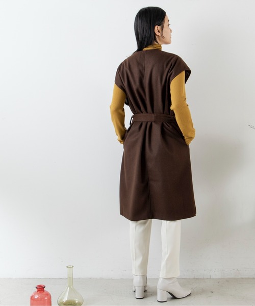 ANGIE（アンジー）の「ウールタッチ ノーカラー ジレ コート（ノーカラーコート・レディース・ベージュ/ブラウン・FREE）」の16枚目の写真