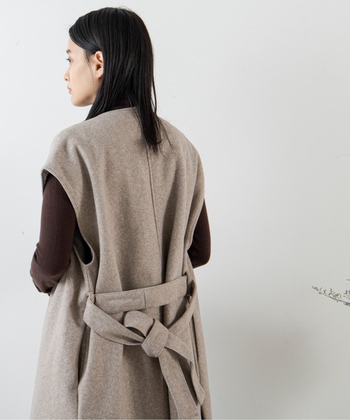 ANGIE（アンジー）の「ウールタッチ ノーカラー ジレ コート（ノーカラーコート・レディース・ベージュ/ブラウン・FREE）」の22枚目の写真