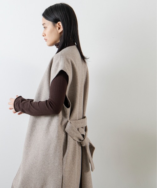 ANGIE（アンジー）の「ウールタッチ ノーカラー ジレ コート（ノーカラーコート・レディース・ベージュ/ブラウン・FREE）」の21枚目の写真