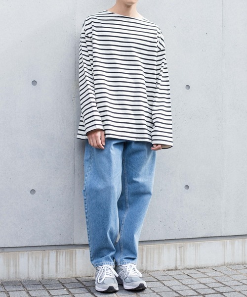 WEGO(ウィゴー)の「WEGO/バスクボーダーBIGロンT(Tシャツ/カットソー・メンズ・ホワイト/ホワイト系その他・MEDIUM/LARGE)」の11枚目の写真