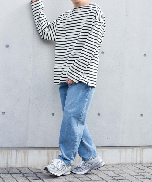 WEGO(ウィゴー)の「WEGO/バスクボーダーBIGロンT(Tシャツ/カットソー・メンズ・ホワイト/ホワイト系その他・MEDIUM/LARGE)」の12枚目の写真