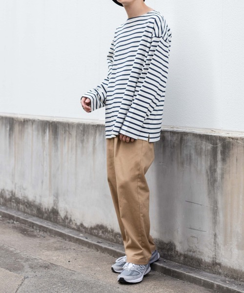 WEGO(ウィゴー)の「WEGO/バスクボーダーBIGロンT(Tシャツ/カットソー・メンズ・ホワイト/ホワイト系その他・MEDIUM/LARGE)」の5枚目の写真