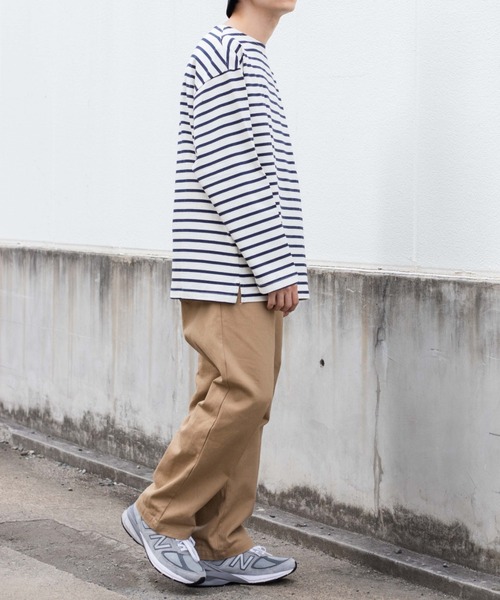 WEGO(ウィゴー)の「WEGO/バスクボーダーBIGロンT(Tシャツ/カットソー・メンズ・ホワイト/ホワイト系その他・MEDIUM/LARGE)」の7枚目の写真