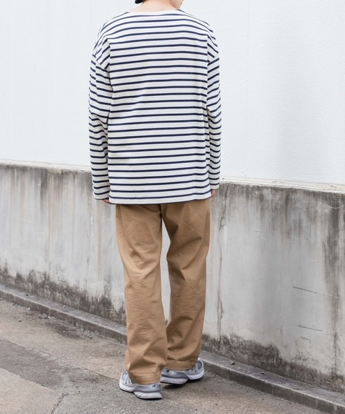 WEGO(ウィゴー)の「WEGO/バスクボーダーBIGロンT(Tシャツ/カットソー・メンズ・ホワイト/ホワイト系その他・MEDIUM/LARGE)」の8枚目の写真