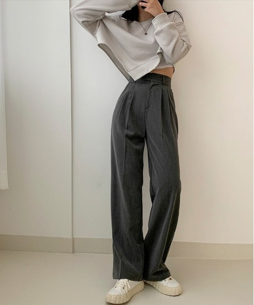 BEIDELLI（ベイデリー）の「[BELLIDE MADE] ハイウエストタックスラックス（スラックス・レディース・チャコールグレー/ベージュ・SMALL/MEDIUM）」の5枚目の写真