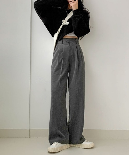 BEIDELLI（ベイデリー）の「[BELLIDE MADE] ハイウエストタックスラックス（スラックス・レディース・チャコールグレー/ベージュ・SMALL/MEDIUM）」の9枚目の写真