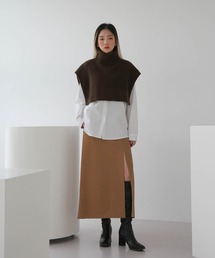 [UNEORIGINAL]スリットレザーロングスカート