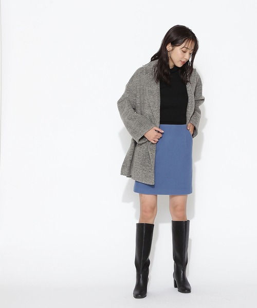 NATURAL BEAUTY BASIC（ナチュラルビューティーベーシック）の「ウールブレンドミニスカート（スカート・レディース・ライトグリーン/ブルー/ブラック・MEDIUM/SMALL）」の3枚目の写真