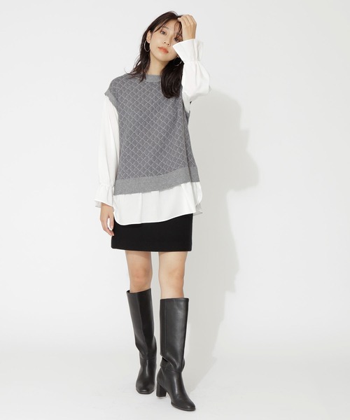 NATURAL BEAUTY BASIC（ナチュラルビューティーベーシック）の「ウールブレンドミニスカート（スカート・レディース・ライトグリーン/ブルー/ブラック・MEDIUM/SMALL）」の6枚目の写真