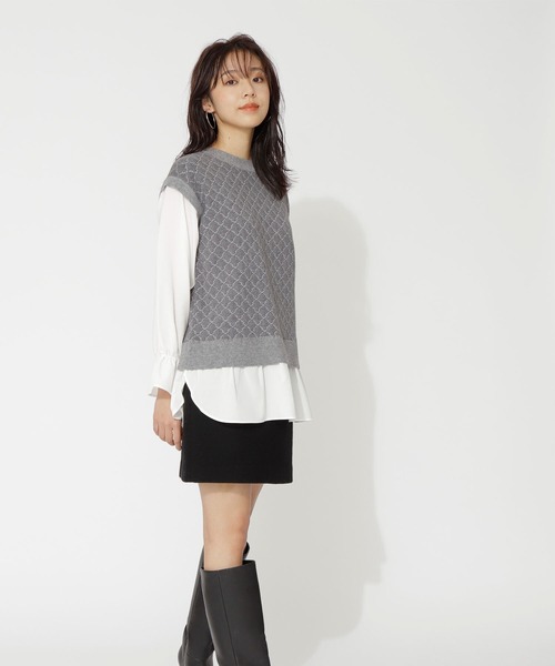 NATURAL BEAUTY BASIC（ナチュラルビューティーベーシック）の「ウールブレンドミニスカート（スカート・レディース・ライトグリーン/ブルー/ブラック・MEDIUM/SMALL）」の4枚目の写真