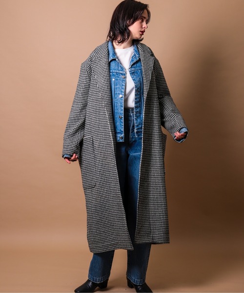 FRANKLIN & MARSHALL(フランクリンマーシャル)の「/FRANKLIN&MARSHALL/HARRIS COAT - ハリスツイード オーバーコート(チェスターコート・レディース・ブラック・FREE)」の2枚目の写真