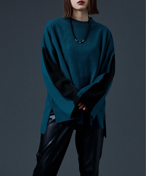 Ellno Loset(エルノロゼット)の「アームスリットバイカラーニット(ニット/セーター・メンズ・ブラック/ブルー系その他・MEDIUM/LARGE)」の16枚目の写真